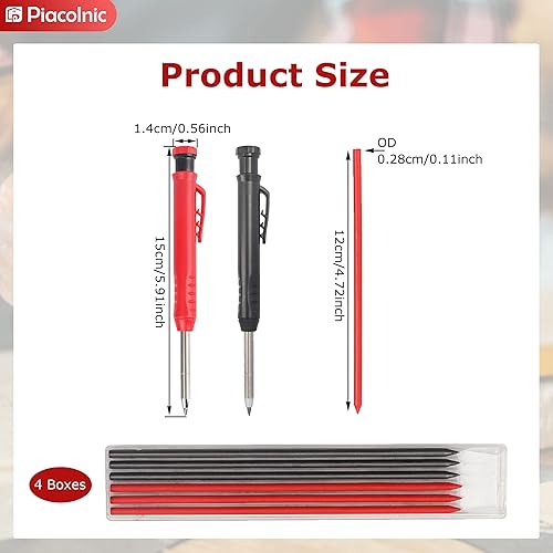 2 Pezzi Matita Carpentiere, Matita da Cantiere con Temperino con 24 Ricariche, Matita Cantiere Set di Matite per Carpentiere Solido per Costruzione Matita Cantiere Marcatore di Velocità Per Cantiere - Honorern