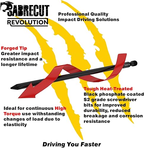5 x SabreCut SCPZ2157_5 157 mm PZ2 autoalimentato per cartongesso, punta per pistola a punta singola PoziDriv POZI No.2 resistente compatibile con Makita BFR550 6843 DFR550 - Honorern