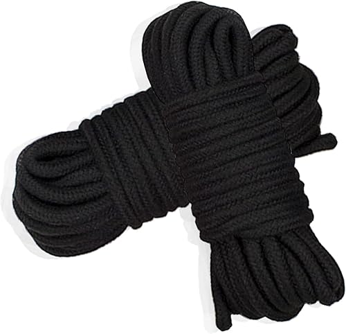 2 Pezzi Corda in Cotone Morbido, Nero Corda in Cotone Morbido, Corda di Cotone Spessa Nero, 10m, per Campeggio, Rimorchio di Guerra, All'aperto Giardino (Nero) - Honorern