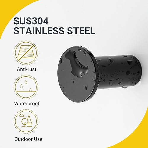 SAYAYO Ganci Accappatoio Bagno Nero Ganci Appendiabiti in Acciaio Inox, Appendi Strofinacci Cucina Ganci da Parete Appendi Accappatoio Bagno Capacità Carico 15 kg, 2 Pezzi - Honorern