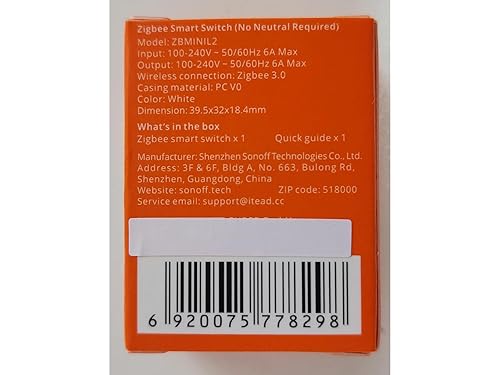 ZBMINIL2 Zigbee Sonoff Mini Smart Light Switch (2 Way),(non è necessario alcun conduttore neutro),6A/1440W, 2 vie, compatibile con Alexa/Google Home/Home Assistant, Zigbee 3.0 Hub richiesto - Honorern