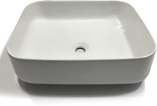 Lavabo Da Appoggio Ceramica Bianco Rettangolare Lavandino Lavello Arredo 50x39x13 Cm - Honorern