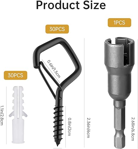 30Pezzi Ganci a Vite, Ganci Da Soffitto,Occhielli a Vite,Ganci per luci di natale esterno,Gancio Lampadario,Ganci a Vite Senza Fine,Gancio Muro,Viti Con Occhielli a Vite - Honorern