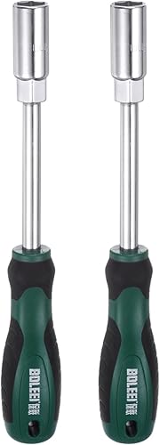 2pz Chiave a Dado Metrico 13mm Cr-V con Asta Cava, Cacciavite a Bussola Esagonale con Punta Non Magnetica e Manico Antiscivolo per Riparazioni Automobilistiche - Honorern