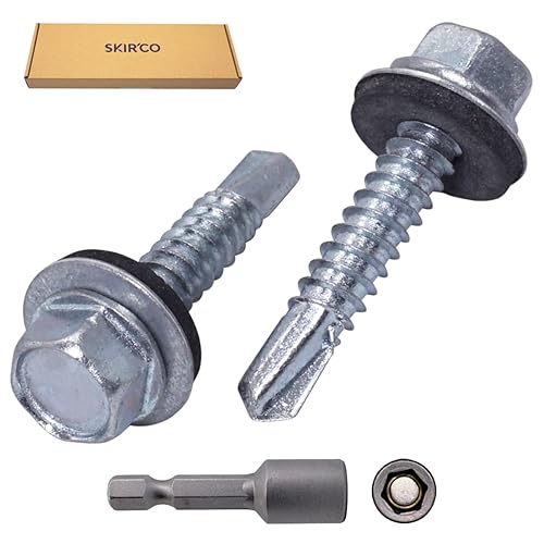 SKIR'CO (70 pezzi) Viti zincate per tetti, 6,3 x 32 mm Viti autoperforanti con rondelle EPDM, testa esagonale - Honorern