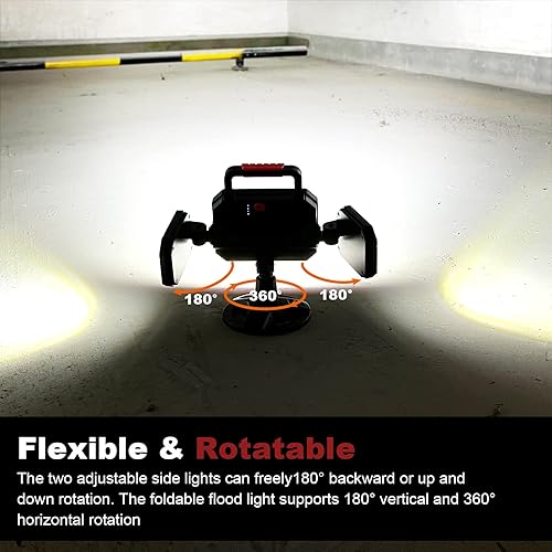 Faro Led Ricaricabile, Luce Led Ricaricabile COB, 25W 2700LM con Magnete e Power Bank Funzione, Lampada Ricaricabile Portatile Impermeabile Ruotabile per Garage,Officina, Cantiere e Riparazione Auto - Honorern