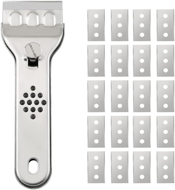 Raschietto per piano cottura in vetroceramica, con 20 lame di ricambio, raschietto per vetro da cucina per piano cottura in ceramica, per Pulizia Ceramica, Forno, Piano a Induzione, Piastrelle - Honorern