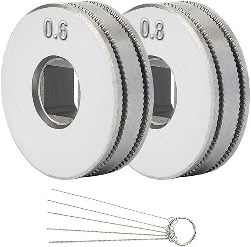 Rulli di trascinamento del filo MIG per l'alimentatore di filo animato SSJ16 MAG saldatori MIG attrezzature di guida Scanalatura zigrinata 1 rotella da 0,6 mm, 1 rotella da 0,8 mm (2 pezzi) - Honorern