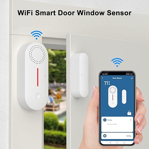 Sensore di porta intelligente WiFi, sensore di finestra senza fili, mini sensore di contatto per la sicurezza domestica, notifica push, volume regolabile,timer,Compatibile Alexa. 1 Pack - Honorern