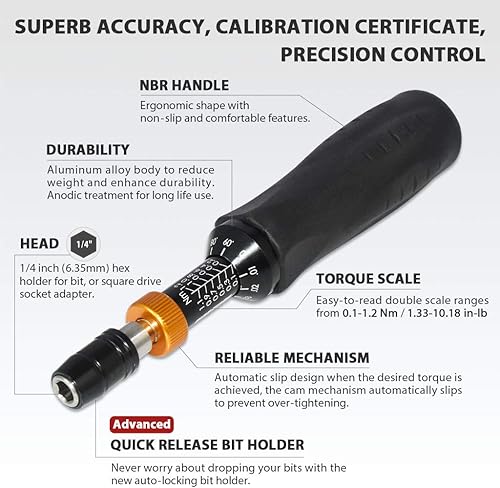 FIRSTINFO H5177 | 1/4' | 5-60cNm | Giraviti dinamometrici | con porta-inserti Rapidaptor - Honorern