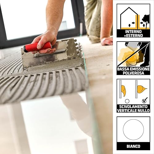 Sika - SikaCeram 255 StarFlex LD, Bianco - Adesivo monocomponente per piastrelle, pavimenti industriali e piscine - Bassa emissione di polvere - 25kg - Honorern