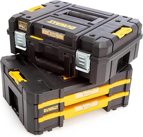DEWALT DWST83395-1 - TSTAK IP54 Combo Kit - Capacità di carico 30 kg, protezione IP54, inserto in schiuma, trasportabile, chiusure in metallo, divisori estraibili. Misure: L:440 x A:337 x P:320 mm - Honorern