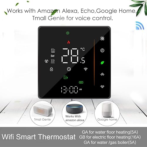 Termostato Smart Wifi Caldaia a gas/acqua Riscaldamento Termostato ambiente Telecomando Regolatore di temperatura programmabile digitale Umidità Tuya Funziona con  Alexa Google Home 95~240VAC - Honorern