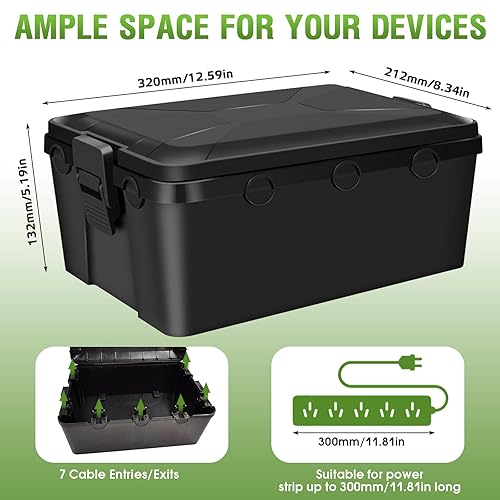 Scatola Elettrica da Esterno Scatola di Giunzione IP54 (32 x 21 x 13 cm) Scatola Derivazione Impermeabile Extra-Large per Proteggere Cavi di Prolunga Prese di Corrente - Honorern