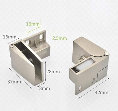 1 paio di porte in vetro senza cornice in nichel spazzolato con vetrina incernierata per il montaggio laterale della vetrina, adatto per 3-5 mm - Honorern