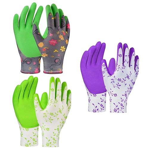 Guanti da Giardinaggio, 2 Paia Guanti da Lavoro per Donna Giardinaggio All'Aperto Guanti da Lavoro Protettivi Rivestimento in Gomma Traspiranti Guanti per Forbici da Potatura Guanti Lattice - Honorern