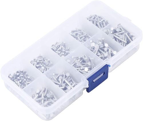Rivetto Solido a Testa Piatta, Rivetto Solido a Testa Svasata Piatta in Alluminio da 500 Pezzi con Scatola per Rivetti M2 3 Mm-18 Mm di Lunghezza, Rivetti Solidi - Honorern