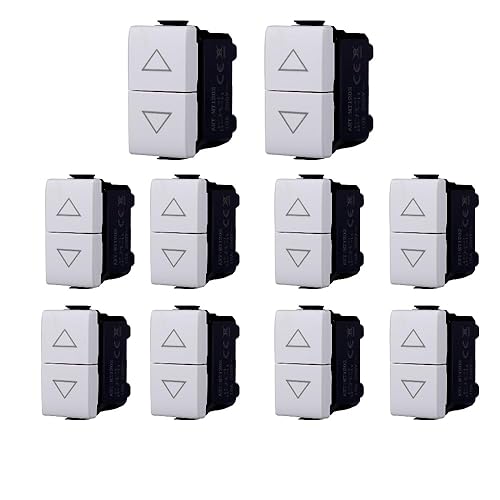 Set 10 Pulsanti Doppi Saliscendi 1P+1P 10A 250V Compatibili Con Serie Matix - Honorern