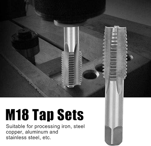 Rubinetto Filettato, Maschio Metrico 4 Pezzi, Scanalatura Diritta M18 Lega Utensili per Lavorazione Maschiatura Acciaio per Utensili, con Velocità di Taglio Elevata, per Ferro, Ghisa - Honorern