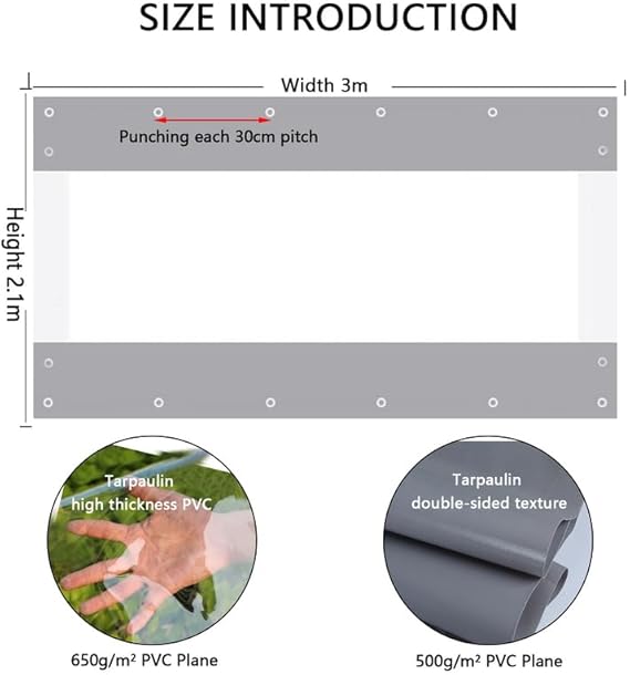 Jianyana 650G/㎡ PVC Teloni Impermeabili Occhiellati, Tenda Trasparente Esterno Telo Trasparente Impermeabile Esterno Per Gazebo Pergola(Cachi，2.4 * 2.4M) - Honorern