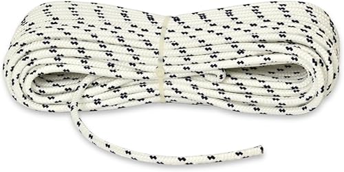 006000426 Treccia mare multiuso giardino e fai da te, stabilizzato ai raggi U.V. resistente a intemperie e agenti atmosferici, 4 mm, 30 mt, colore bianco con spia blu - Honorern