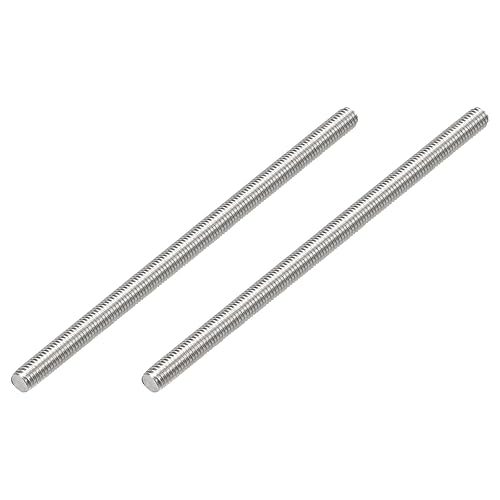 M10 x 200mm Completamente Filettato Prigionieri x 2pz 304 Acciaio inossidabile Asta Barra Borchie Destra Mano Fili per Lavorazione del legno, [Argentato] - Honorern