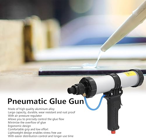 Pistola pneumatica per silicone, pistola per silicone professionale cordless da 310 ml con regolatore del flusso d'aria, pistola pneumatica per silicone pesante in lega di alluminio leggera - Honorern