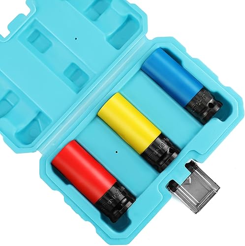 Bussole a Impatto 1/2', Set di 3 Bussola a Impatto 17/19/21mm, Cr-Mo, Adatto per il Cambio Gomme, con Custodia in Plastica - Honorern