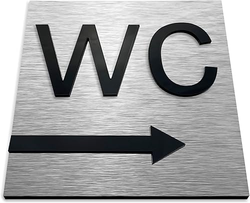 Toilette WC Freccia destra Cartello - Cartelli Uomo & Donna - Direzione Targa Toilette - Pittogramma Cartellonistica Bagno - Unisex Segnaletica Bagni - 120 x 120 mm - Honorern
