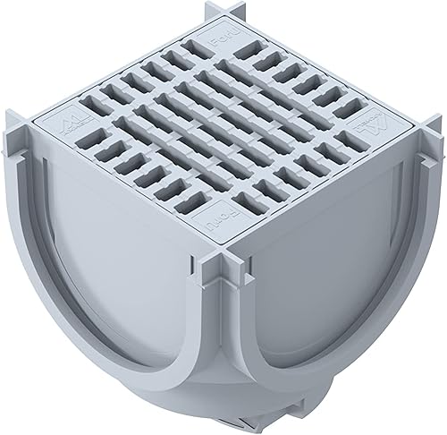 Kit Pozzetto per Raccordo Canali di Drenaggio per Le Acque Pluviali con Sifone Anti-Odore Griglia in Plastica Grigio H70 - Honorern