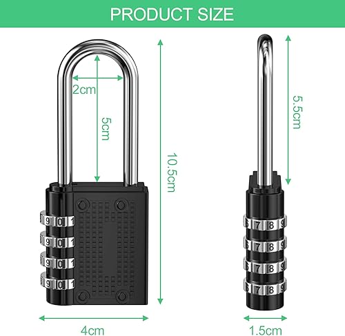 2 Pezzi Lucchetto Armadietto, Lucchetto Combinazione 4 Cifre, Lucchetto Armadietto Palestra, Lucchetto con Codice, Lucchetto a Codice Resettabile, Lucchetti Armadietti per Classificatori(Nero) - Honorern