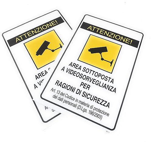 2 x Cartello Di Sicurezza Area Sottoposta A Videosorveglianza X Esterno 30x20 - Honorern