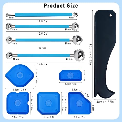 10 Pezzo Estrattore per fughe in silicone, 4 estrattori a sfera in metallo, 6 set di raschietti per fughe in silicone, set di attrezzi per piastrelle per bagno e pavimenti in piastrelle della cucina - Honorern