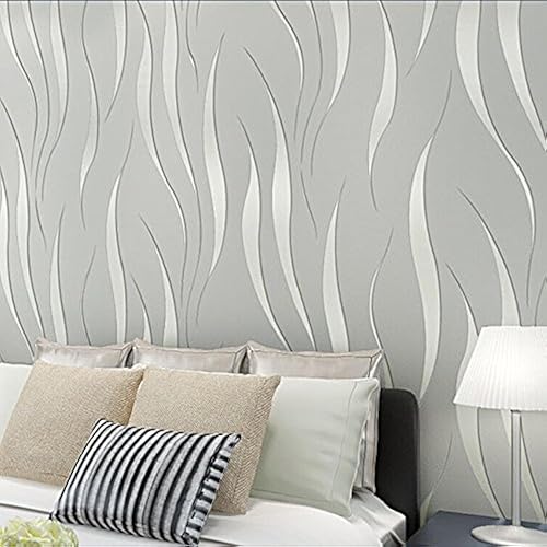 Carta da parati in tessuto non tessuto, effetto 3D stereoscopico a strisce/onde, sfondo per TV e per salotto, moderna e semplice, 0,53 m (larghezza) x 10 m (lunghezza) = 5,3 m², colore: beige - Honorern
