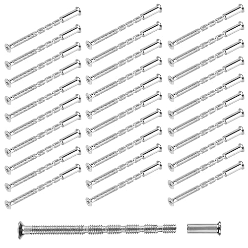Set di 30 Viti di Collegamento con Manicotto m4x60mm, Viti per Maniglia della Porta, Viti di Fissaggio per Maniglie delle Porte Mobili Armadi(30 Viti Connettori per Mobili + 30 Manicotti) - Honorern
