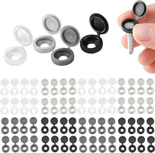 200 Pezzi Tappi Coprivite Incernierato Tappi a Vite in Plastica Piega Coperchi a Scatto, per Decorazione di Mobili, Adatto per viti M4-M6（Nero, Bianco, Grigio chiaro, Grigio scuro） - Honorern