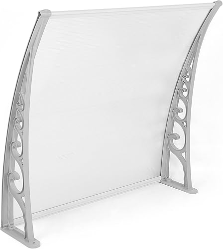 Pensilina Tettoia per Porta d'Ingresso,Pensilina Modulabile Tettoia per Porta o Finestra con Protezione UV Copertura in Policarbonato Parapioggia,60*100 cm (bianco) - Honorern