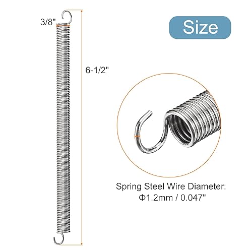 Esteso Molla (0.047'x0.37'x6.5'/1.2x9.53x165.1mm), 2pz Molla Acciaio Doppio Gancio Tensione Molle per Macchine Edilizia Industriale - Honorern
