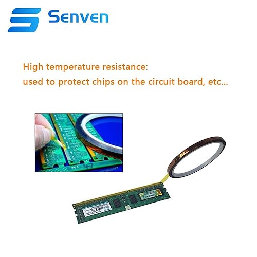 Senvenelec 4 volumi Stampante 3D Nastro ad alta temperatura, Nastro per poliammide Nastro Kapton per mascheratura, saldatura, rivestimento in polvere (33M x 5MM) × 4 - Honorern