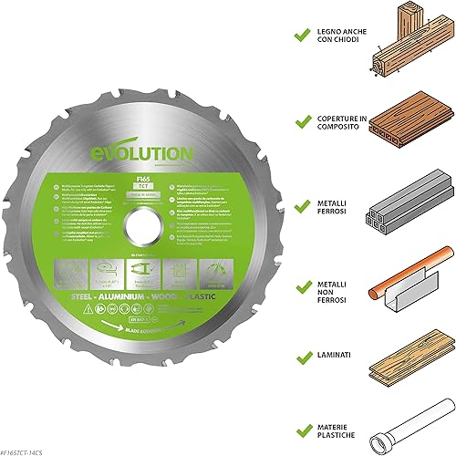 Evolution Lama Multimateriale per Tagliare Legno, Metallo e Plastica, Argento, 165 mm - Honorern