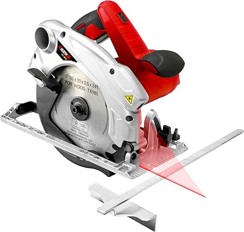 Sega circolare con guida laser 1500W 4700 RPM CS-1820 +2 DISCHI 185 mm 24T + 60T lama per taglio - Honorern