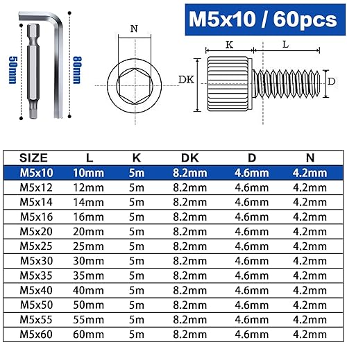 18 Pezzi Viti a Testa Cilindrica M5x40 mm Bulloni DIN 912 Acciaio Inox A2 V2A Bullone M5 Viti a Brugola Filettatura Totale per Manutenzione di Macchinari per Mobili - Honorern