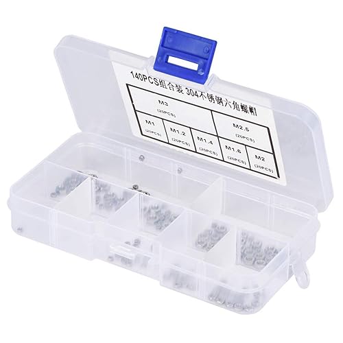 Dado in Acciaio Inossidabile, 140 Pezzi Dado Esagonale in Acciaio Inossidabile 304 M1 M1.2 M1.4 M1.6 M2 M2.5 M3 Dadi Esagonali - Honorern