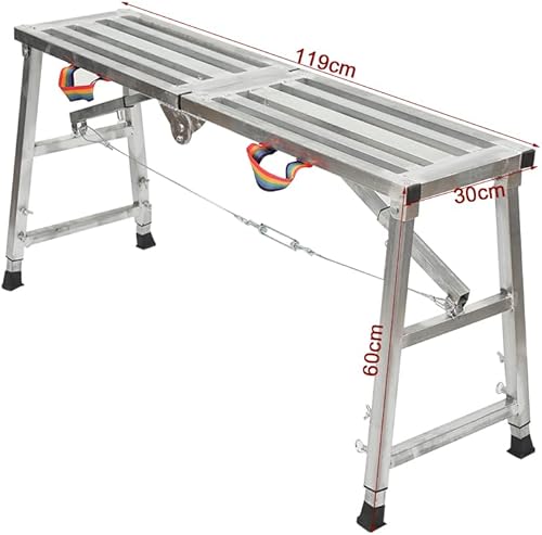 Piattaforma di lavoro in alluminio, fino a 200 kg, regolabile in altezza, 60 – 90 cm, pieghevole e portatile, per la casa e l'officina - Honorern
