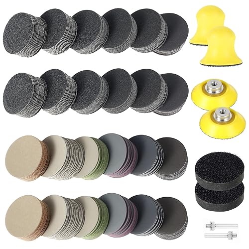 Set di 368 dischi abrasivi versatili, per trapani, grana 60/80/100/150/240/400/800/1200/2000/3000/5000/10000 2' (50 mm), ultra robusto, carta vetrata con - Honorern