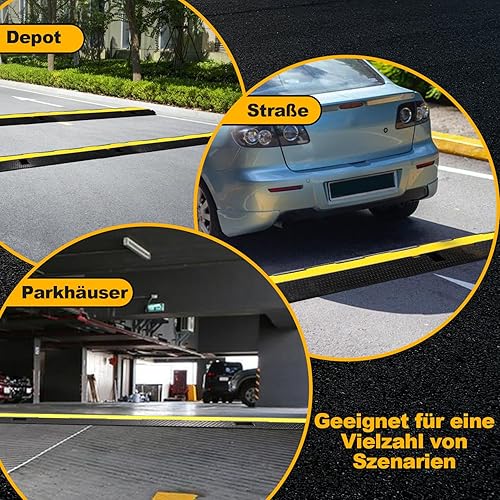 Ponte cavi 3 pezzi 2 canali, 101 x 25 x 5 cm, ponte per cavi in gomma, design modulare, protezione per cavi per parcheggi (nero) - Honorern