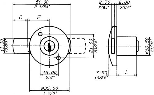 Serratura Meccanica per Anta - Serratura di Sicurezza per Applicazione Universale Armadietti, Antine, Cassetti, Serratura a Cilindro Adatta al Legno, Made in Italy (2131NE) - Honorern