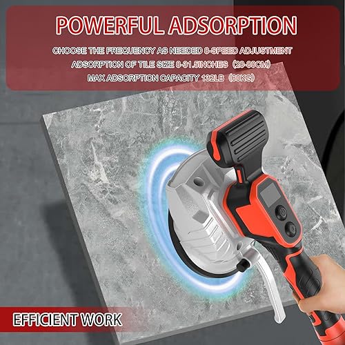 Vibratore Per Piastrelle Compatibile Con Milwaukee 18V Batteria, Vibratore Per Piastrelle Con Ventosa Da 5', 8 Marce, Velocità Regolabile, Capacità Di 60 Kg (Batteria Non Inclusa) - Honorern