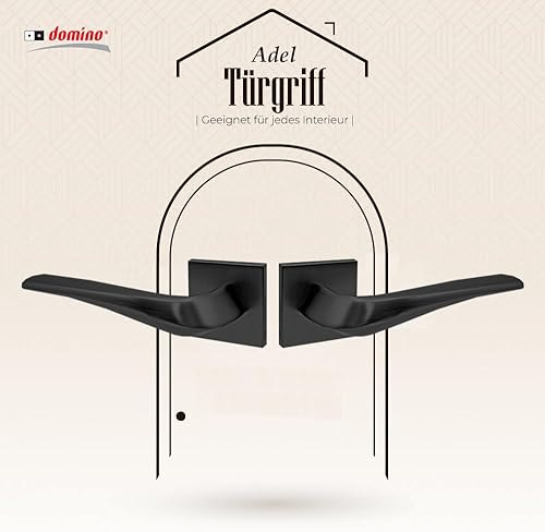 domino ADEL-QR Slim Black - Maniglia per porta della stanza, porta dell'ufficio, della cantina e della porta interna, in alluminio nero - Honorern