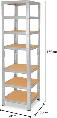 shelfplaza® 180x120x30cm HOME Scaffale metallo per carichi pesanti zincato con 7 ripiani con 125kg capacità di carico/Scaffali in metallo per garage come scaffali per ripostiglio o officina - Honorern